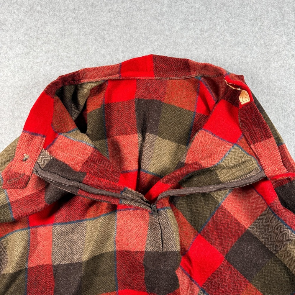 Pendleton Midi Skirt Womens L Brown Red Plaid Wool Vintage Pleated Made in USA - Picture 4 of 7